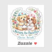 Sticker Infirmière Chiot Mignonne Pawsitive Aquarelle Pers (Feuille)