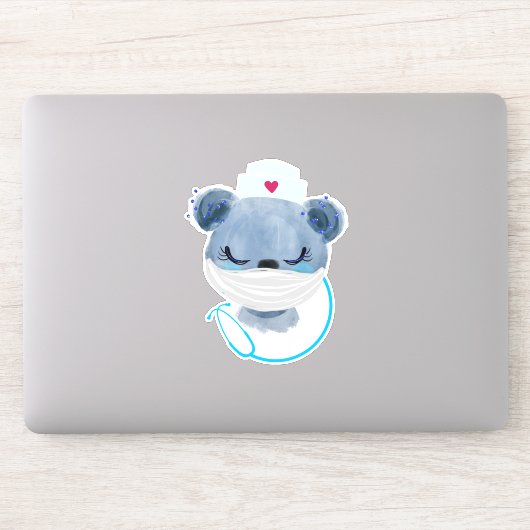 Sticker Infirmière de l'ours mignonne portant un Masque Mé (Ordinateur)