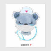 Sticker Infirmière de l'ours mignonne portant un Masque Mé (Feuille)