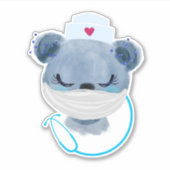 Sticker Infirmière de l'ours mignonne portant un Masque Mé (Devant)