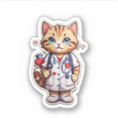 Sticker Infirmière en cardiologie du chat mou (Devant)