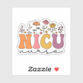 Sticker Infirmière fleur sauvage NICU Neonatal ICU Infirmi (Feuille)