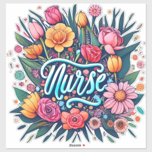 Sticker Infirmière Fleurs Infirmière (Feuille)