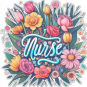 Sticker Infirmière Fleurs Infirmière (Devant)
