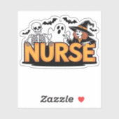 Sticker Infirmière - Halloween - avec fantôme, sorcière et (Feuille)