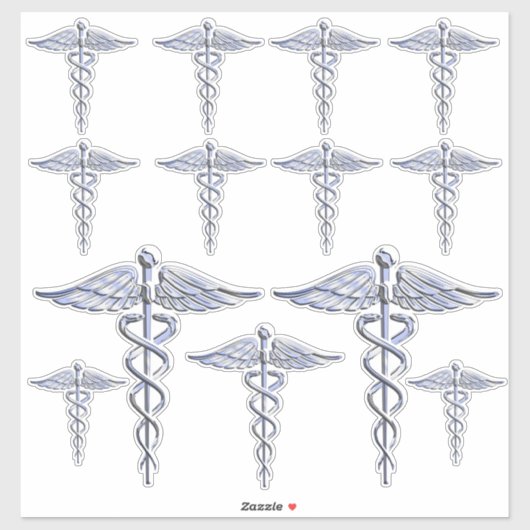 Sticker Infirmière inscrite RN Silver Caduceus (Feuille)