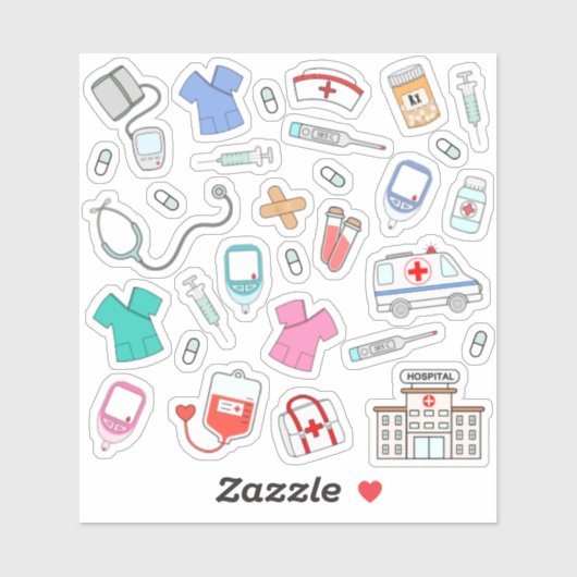 Sticker Infirmière Médecin de la santé Travailleur de l'hô (Feuille)