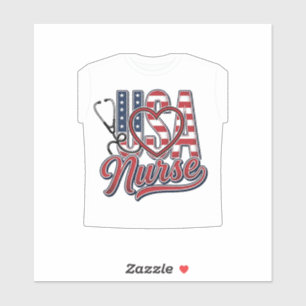Sticker Infirmière Patriotique USA Cœur Chemise Stethoscop