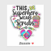 Sticker Infirmière Superhero Scrubs Rainbow Nurse (Feuille)