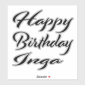 Sticker Inga Nom Prénom Anniversaire de la Broderie noire (Feuille)