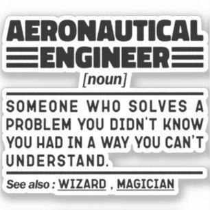Sticker Ingénieur aéronautique Noun Définition Drôle Trava