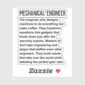 Sticker Ingénieur mécanique (Feuille)