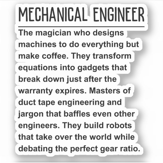 Sticker Ingénieur mécanique (Devant)