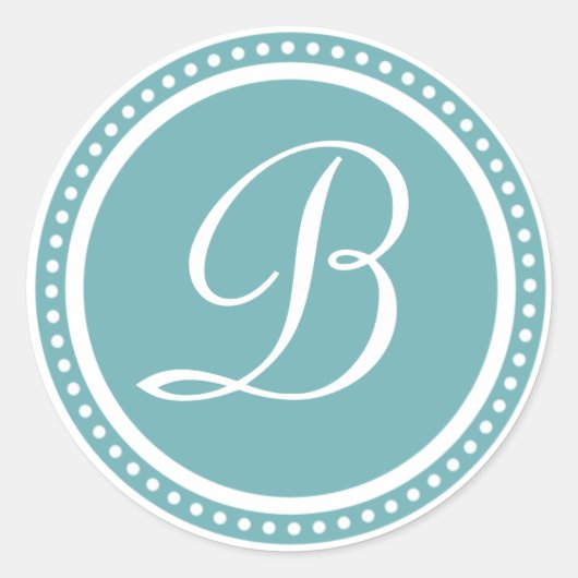 Sticker initial Aqua Blue Dot Monogram (Devant)