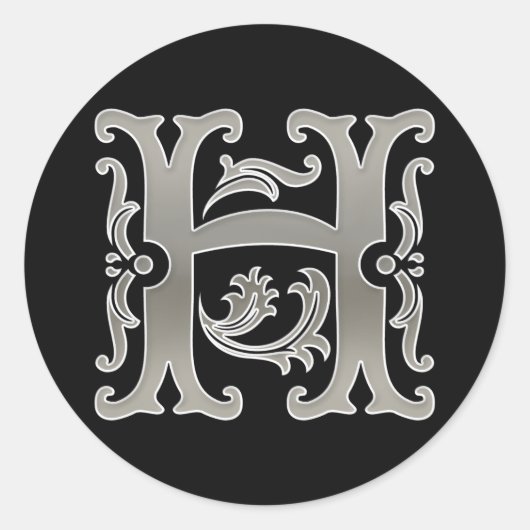 Sticker initial H rond en argent (Devant)