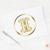Sticker initial I rond en or (Enveloppe)