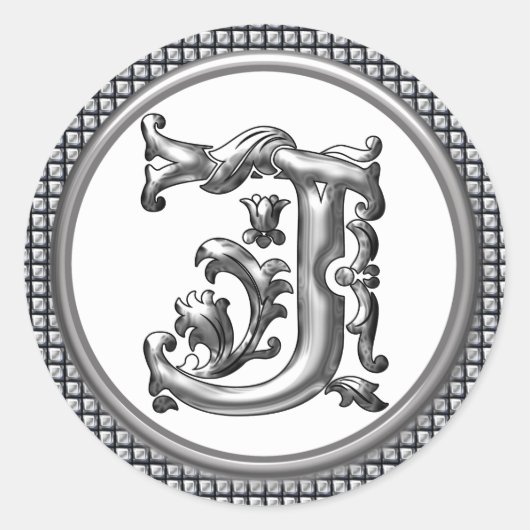 Sticker initial J rond en argent (Devant)