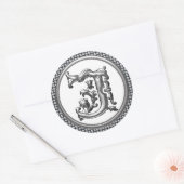 Sticker initial J rond en argent (Enveloppe)
