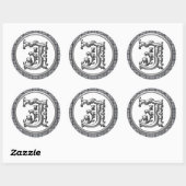 Sticker initial J rond en argent (Feuille)