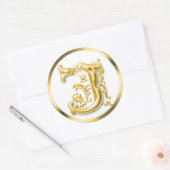 Sticker initial J rond en or (Enveloppe)