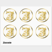 Sticker initial J rond en or (Feuille)