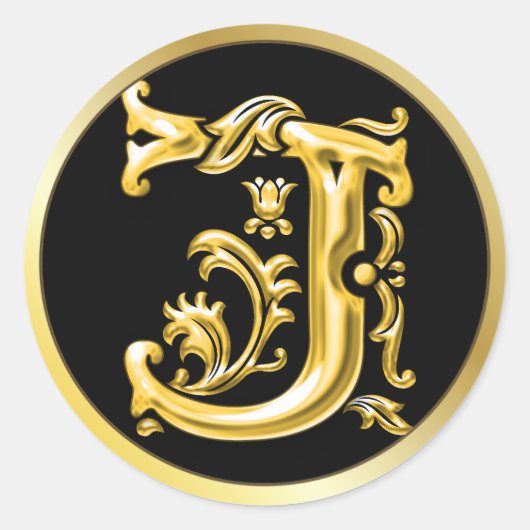 Sticker initial J rond en or (Devant)