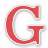 Sticker Initial Letter Monogram Red White Plain Simple (Devant)