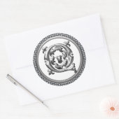Sticker initial Q rond en argent (Enveloppe)