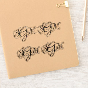 Sticker Initiales à 3 lettres monogramme décalées personna