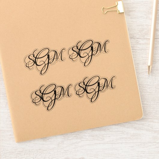 Sticker Initiales à 3 lettres monogramme décalées personna (Carnet)