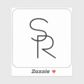 Sticker Initiales de chevauchement à l'aspect moderne (Feuille)