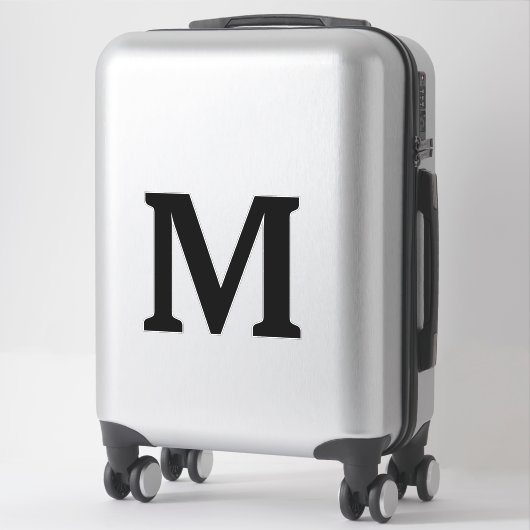 Sticker Initiales de monogramme noir Nom Couleur personnal (Sur valise)