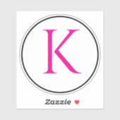 Sticker Initiales de monogramme rose noir blanc Simple Min (Feuille)