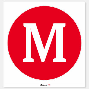 Sticker Initiales de monogramme Rouge blanc gras Personnal