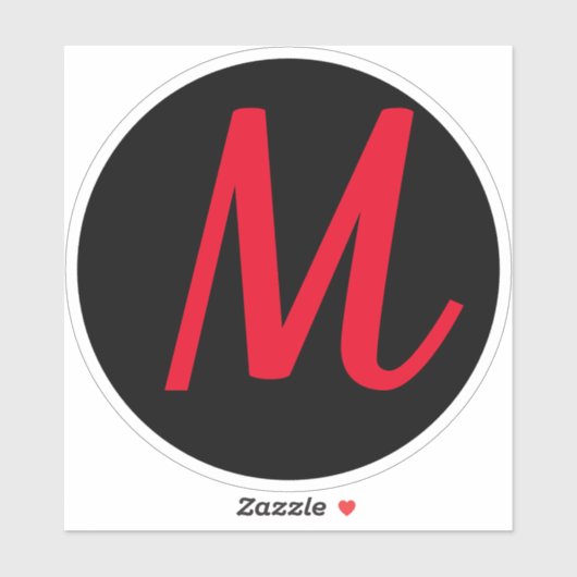 Sticker Initiales de monogramme rouge gras Nom personnalis (Feuille)