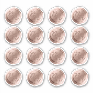 Sticker Initiales de sceau de cire d'or rose Monogramme Ma