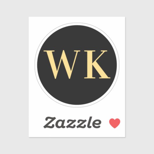 Sticker Initiales minimaux Monogrammes modernes Noir Or (Feuille)