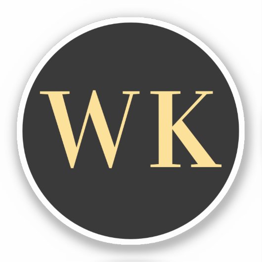 Sticker Initiales minimaux Monogrammes modernes Noir Or (Recto)