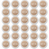Sticker Initiales monogramme marron rustique mariage Kraft (Devant)