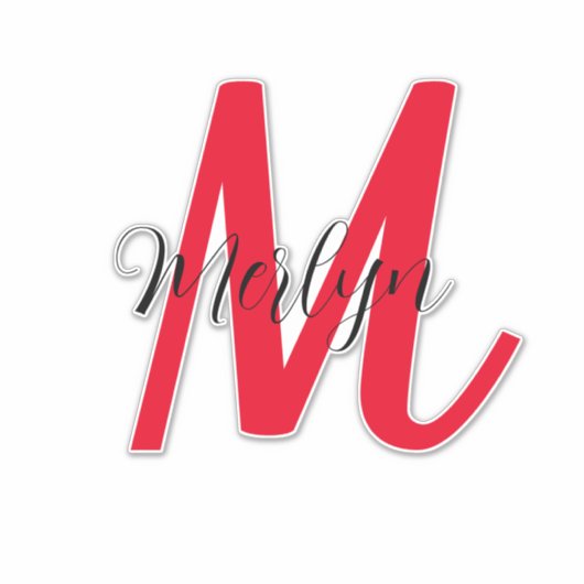 Sticker Initiales Monogrammes Noir Rouge Gras Nom du texte (Devant)