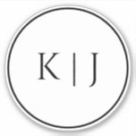 Sticker Initiales Monogrammes Nom Mariage minimal élégant<br><div class="desc">Imprimé avec des initiales monogrammes pour les couples qui conviennent parfaitement aux mariages,  fiançailles,  anniversaires etc (que vous pouvez modifier,  modifier et personnaliser) dans un design simple et élégant! Disponible dans toutes les tailles,  il suffit de choisir la bonne taille que vous avez besoin.</div>