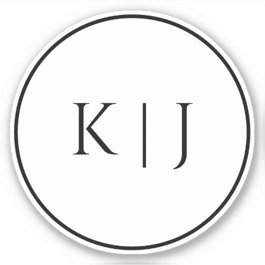 Sticker Initiales Monogrammes Nom Mariage minimal élégant (Devant)
