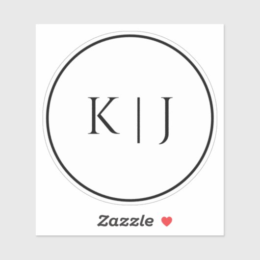 Sticker Initiales Monogrammes Nom Mariage minimal élégant (Feuille)