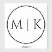 Sticker Initiales Monogrammes Nom Mariage minimal simple (Feuille)