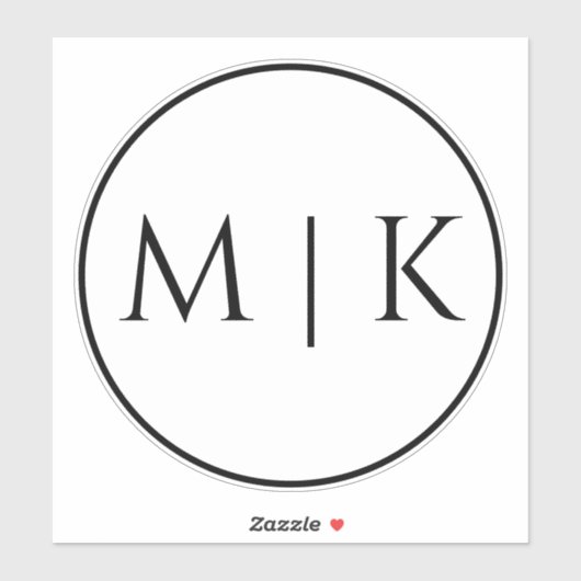 Sticker Initiales Monogrammes Nom Mariage minimal simple (Feuille)