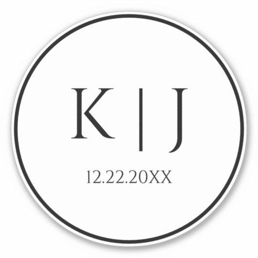Sticker Initiales Monogrammes Nom Mariage minimaliste élég (Devant)