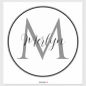 Sticker Initiales Monogrammes Nom personnalisé Noir Blanc  (Feuille)
