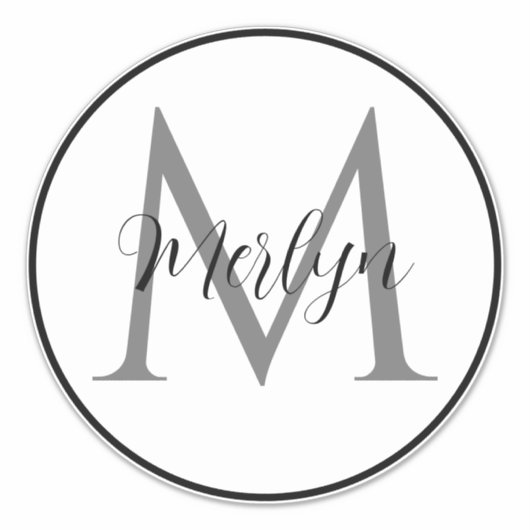 Sticker Initiales Monogrammes Nom personnalisé Noir Blanc  (Devant)