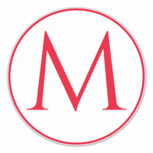 Sticker Initiales Monogrammes Nom personnalisé Rouge Blanc
