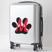 Sticker Initiales Monogrammes Nom rouge Empreintes de patt (Sur valise)